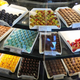Display of multi-colored chocolate truffles